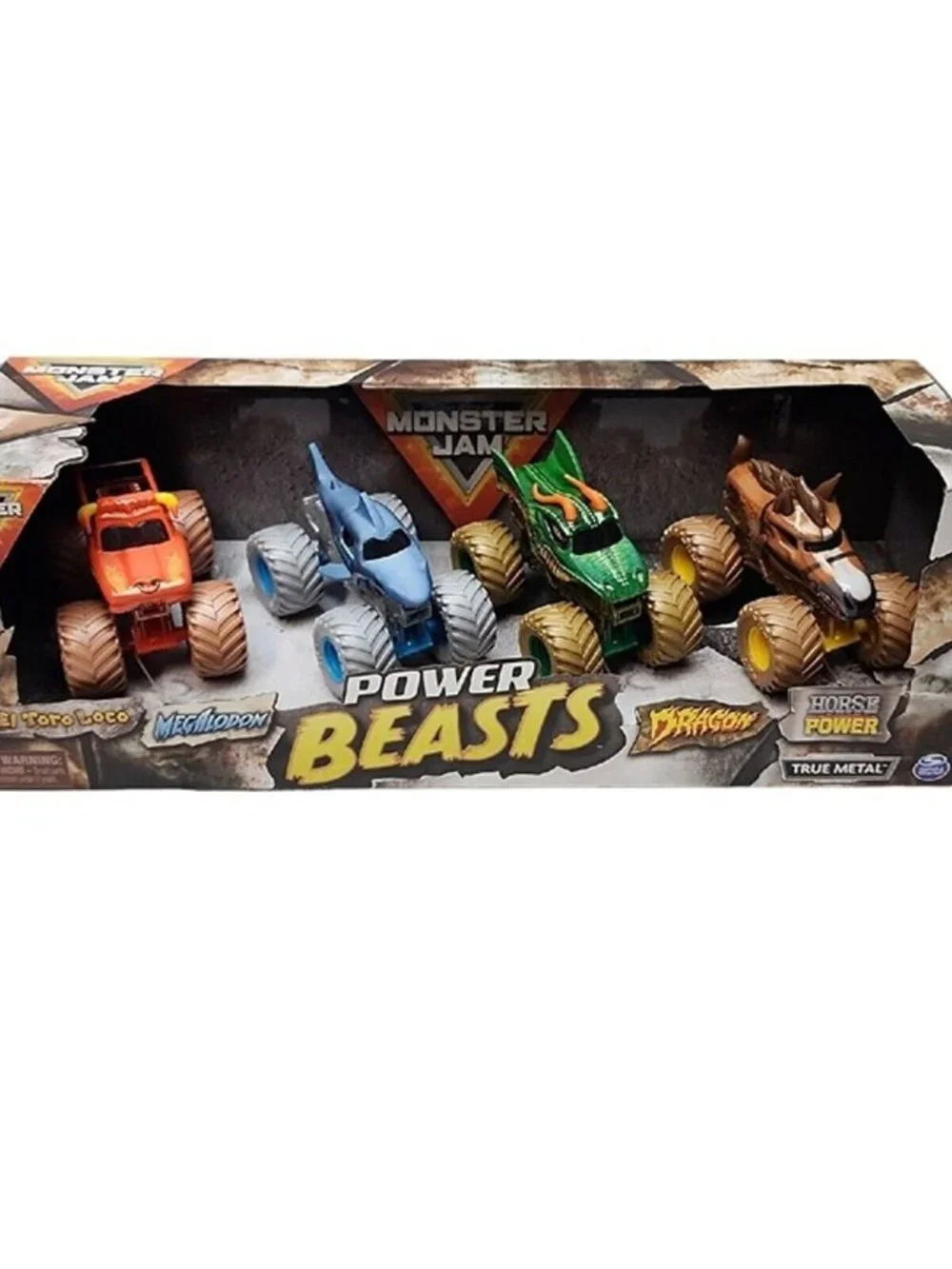 Monster Jam Trucks Hot Wheels Power Beasts 4 Pack Spin Master 1:64